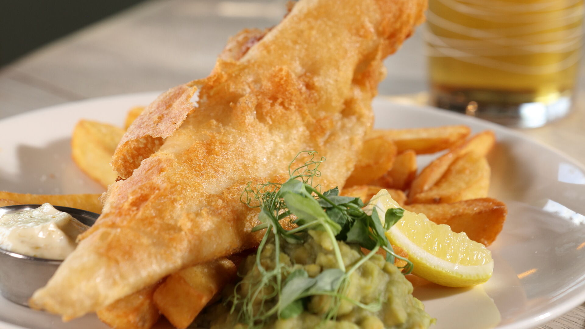 Fish and Chips and a pint of Wadworth 6X